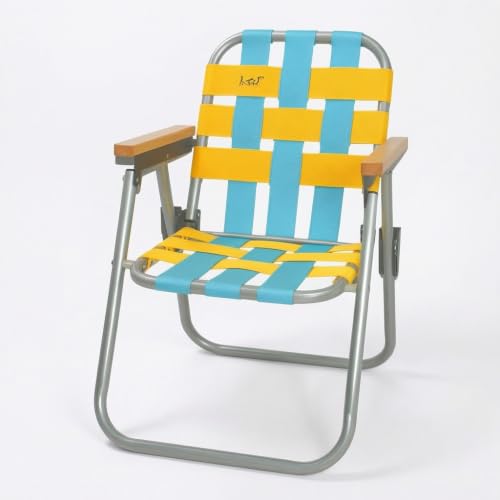 Tdoutop Chair Folding Stool Portable Seat Aluminum Alloy Frame Tear Resistant Seat Stable on Uneven Ground Suitable for Hiking, Blue Yellow, Beech Wood Armrest Folding Chair, Children's Model