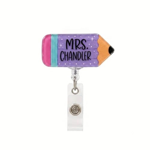 Teacher Badge Reel, Custom Pencil Teacher Badge Holder Retractable Clip, Thank You Teachers Appreciation Gifts, Classroom Decor Supplies Must Haves, Back to School Gifts for Teacher