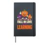 Teacher Fall In Love With Learning Retro Pumpkin Leaves Hardcover Journal, Black