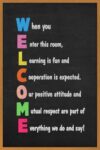 Teacher's Classroom Welcome Poster - Inspirational Motivational Rules Sign for School Wall Decor(Framed,12x18inch(30x45cm))