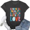 Teacher Shirt Women Inspirational Letter Print T-Shirt Special Education Teacher's Day Tee Tops Dark Grey S