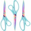 Teal Scissors, 8.5" Scissors All Purpose, Multipurpose Office Scissors Set of 3 Pack, Coating Blade, Comfort-Grip, Home, & Sewing, Right/Left Handed, Blue