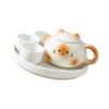 Tea Service Accessories Set with Cats Theme, Caramel white