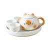 Tea Set with Lovely Cats Ear Chinese Styles Miniature Ceramic Teapot Ornament for and Girls Earthenware Tea Container