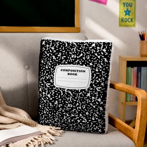 TEASIK Composition Notebook Pillow,Classroom Reading Corner,Back to School Plush Throw Pillow,First Day of School Decor,School Girl Style Classroom Decor,Student Teacher Gift Composition Book Decor