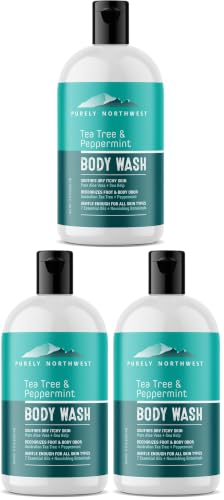 Tea Tree Body Wash for Men and Women – Natural Tea Tree Oil Body Cleanser for Odor, Skin Irritations, Hydrating Shower Gel for Sensitive Skin, Gentle and Refreshing Body Wash (Pack of 3)