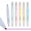 Techjob Double Line Aesthetic Highlighters 6 Pack Triple Tips No Bleed