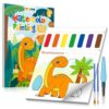 TECJOE Paint with Water Coloring Books for Toddlers, Dinosaur Series Watercolor Set with 3 Brushes, Mess Free Painting Activity for Kids Ages 4 5 6 7 8, Christmas Gifts Arts & Crafts Toy