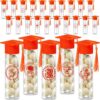 Teenyyou 25 Pcs Graduation Candy Tubes 2026 Graduation Party Favors Candy Boxes Plastic Grad Cap Jars Container with Tassels and Stickers for DIY Grad Table Party Favors (Orange)