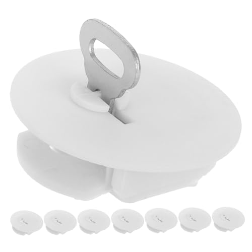 TEHAUX Plastic Piggy Bank Plug with Lock and Key 40mm Round 8pcs Coin Bank Stopper Made of Sturdy White Plastic, Stable and Reusable Sealing Plug for Easy Access Money Saving Box