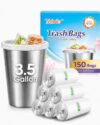 Teivio Small Trash Bags 3.5 Gallon 150 Counts Garbage Bags Fit 10-13 Liter, 3 Gallon,3.2 Gallon, Waste Basket Liner，Bathroom Trash Can Bin Liners, Plastic Bags for home office kitchen, Clear