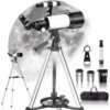 Telescope for Adults High Powered, 70mm Aperture 400mm AZ Mount Refractor Telescopes for Kids 8-12 and Beginners, White Astronomy Telescope with Aluminum Tripod and Phone Adapter