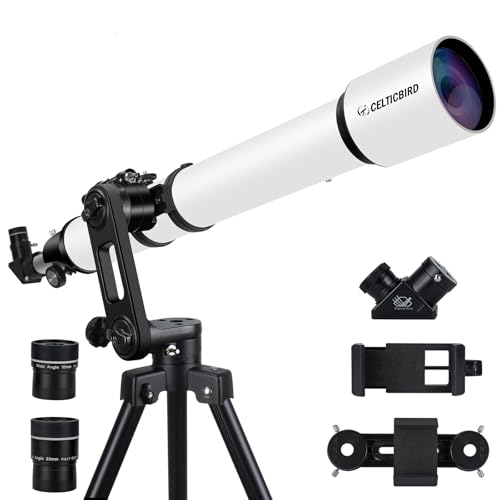 Telescope for Adults High Powered, 90mm Aperture 1000mm Refractor Telescopes for Adults Astronomy Telescopio with High Precision Adjustment, Ultra-Stable Vertisteel AZ Mount Base Tripod, Phone Adapte