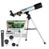 Telescope for Beginners, 90X Portable Astronomical Refractor with 15" Tabletop Tripod, 2 Eyepieces & 1.5X Barlow Lens, 50mm Aperture, Ideal STEM Science Gift to Explore Moon Space