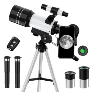 Telescope for Kids, 70MM Aperture Telescopes for Adults (15X-150X) with FMC Optics, 300MM Astronomical Refractor Telescope for Beginners with Phone Adapter, Portable Astronomy Gifts for Moon and Star
