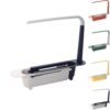 Telescopic Sink Storage Rack,Expandable Sink Caddy with Drain Basket，A