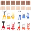 Temeemeg Mini Forklift Small Construction Toys for Kid Realistic Traffic Simulation Playset with Hand Trolley Pallet Jacks for Desk Decor