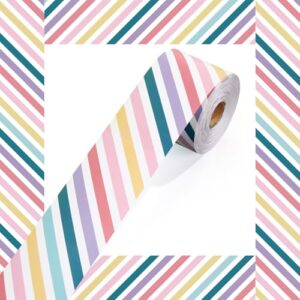 Tenceur 120 ft Boho Bulletin Board Borders 2.76 Inch Colorful Striped Classroom Border Trim Rolled Bulletin Board Decorations for Back to School Classroom School Office Chalkboard Home Decor