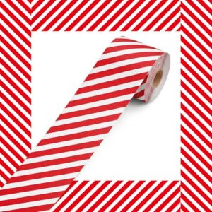 Tenceur 120 ft Red White Bulletin Board Borders 2.76 Inch Colorful Striped Classroom Border Trim Rolled Bulletin Board Decorations for Back to School Classroom School Office Home Chalkboard Decor