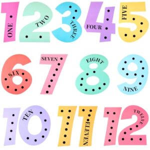 Tenceur 12 Pcs 14" Large Numbers Posters for Classroom Wall Decor,Pastel