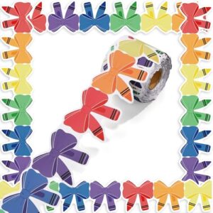 Tenceur 65ft Bulletin Board Border Trim Roll, Bow Decorative Border Trim for Classroom, Wall, Desk, Window, Door, Locker, School, Chalkboard & Office Decoration(Crayon)