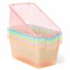 Tenceur 6 Pack Plastic Book Bins Cubby Storage Bins for Classroom Library