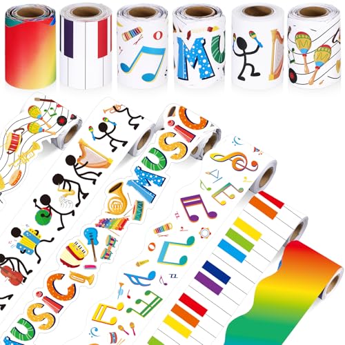 Tenceur 98.5 ft Music Bulletin Board Borders Classroom Decoration 6 Rolls Classroom Borders Set Scalloped Bulletin Board Trim for Back to School Office Home Chalkboard Wall