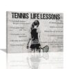 Tennis Sports Wall Art Tennis Life Lessons Wall Decor Tennis Sign Retro Poster Boy Girls Men Room Motivational Decorations Canvas Print Painting Artwork for Bedroom Bathroom Living Room Unframed 20"x30"