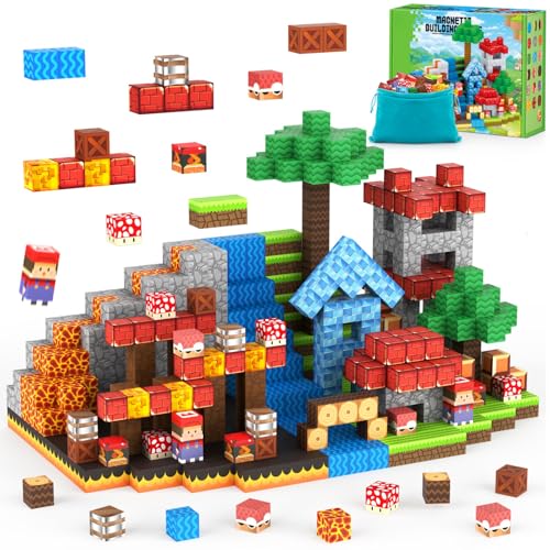 TENYEAH Magnetic Blocks Game - Build Mine Magnet Video Game World Adventure Set for Toddler, Super Bro Magnetic Set Elements Toys Gift for Boys & Girls Kids 3+