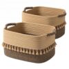TeoKJ Set of 2 Baskets for Organizing, Decorative Rope Baskets for Storage, Storage for Pets, books, Pillows, Toys & Cloths, Black & Jute