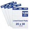 tesrhino Sticky Easel Pad, 25 x 30 In White Paper, 120 Sheets, 4 Pack
