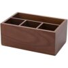 Texvora Wood Storage Box, 4 Compartment Desktop Organizer, 8.7 x 5.5 x 3.5 in, Retro Remotes Holder for Cosmetic and Stationery Storage, for Office Desk, Vanity and Countertops