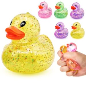 Teyva Daily 24 Pcs 2.36 Inch Glitter Duck Squishy Fidget Toys
