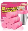 T.FORING Medium 8 Gallon Trash Bags Unscented, 0.94 Mil, Pink, 150 Count