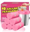 T.FORING Small Trash Bags 4 Gallon, 0.86 Mil, Unscented, Pink, 150 Count