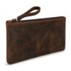TheAntiq Leather Pencil Pouch, Currency Pouch, Leather Pencil Case, Zippered Pouch Paper Money, Pen Case, Pen & Marker Case, Pencil Case For Artists & Professionals (Brown)