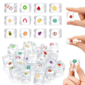 Thenshop 24 Pcs Fruit Ice Cube Stress Ball Fruit Filled Stress Relief Toy Employee Appreciation Gift for Office Coworker Classroom Prizes Birthday Back to School Party Favors