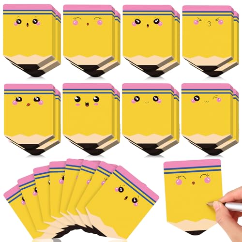 Thenshop 32 Pads Pencil Sticky Notes Bulk Cute Cartoon Teacher Notepads Teacher Appreciation Gifts Self-Adhesive Writing Memo Pages Sticky to Do Notepad for Employee Office Favors Supplies