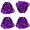 Thenshop 4 Pack Cheerleading Pom Poms Cheerleader Squad Spirited Fun Pompoms Cheer Hand Flowers Metallic Foil Pompoms for Adults Sports Meeting Team Spirit Cheering Party(Purple)