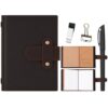 Thenshop 9 Pcs Traveling Notebook Compatible with Passport Inserts Travel Journal Refillable Gray Leather Cover 5.31 x 4.13 Inch for Diary Sketching Trip Planning Gift