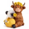 Thenshop Highland Cow Tape Dispenser Resin Sunflower Desk Accessory