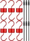Therwen 6 Pcs Ant Moat for Hummingbird Feeders Metal Ant Guard for Outdoors with 6 Brushes Large Capacity Strong Protective Moat with Sturdy Hook for Hummingbirds Nectar Safety Protection(Red)
