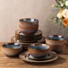 TheTerra Ceramic Dinnerware Set for 8, 24-Piece Plates and Bowls Set