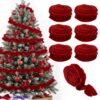 Thiccywoov 6 Pcs Velvet Ribbon Garland, 9ft Burgundy Red Christmas Tree