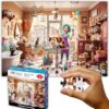 Think2Master Chaotic Cat Salon 250 pieces Large Format Jigsaw Puzzle: 13+, teens, adults & families. illustration of kitten frenzy at whimsical feline pet grooming shop. Great gift. Size 19.3” X 14.2”