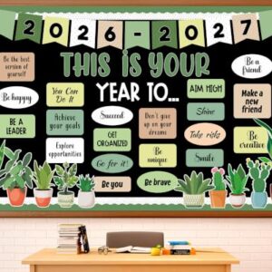 This is Your Year to Bulletin Board Set Plant Welcome Back to School Classroom Decoration Positive Affirmation Greenery Paper Cutouts Inspirational Bulletin Board for 2027 Office Chalkboard Wall Door