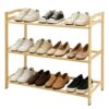 Three-Tier Wood Shoe Rack, 19.7 x 9.1 x 17.9 in Free Standing Storage Shelf, Open Design for Quick Access, Space Saving Entryway Shoe Organizer for Home, Dorm Room, Bedroom
