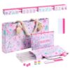 TIASUSAN American Mahjong Tile Set with160 Engraved Mahjong Tiles(1.2"), Mahjong Set with Pink Mahjong Bag, Racks and Accessories.