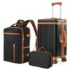 Tidal flash Carry On Luggage Set 3 Piece, 20Inch Suitcase with Backpack