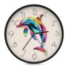 Tie Dye Dolphin Wall Clock 9 Inch Decorative Battery Operated Silent Round for Badroom Livingroom
